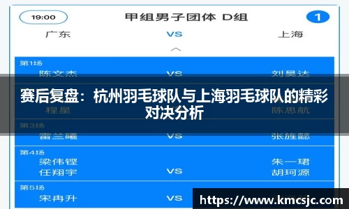 赛后复盘：杭州羽毛球队与上海羽毛球队的精彩对决分析